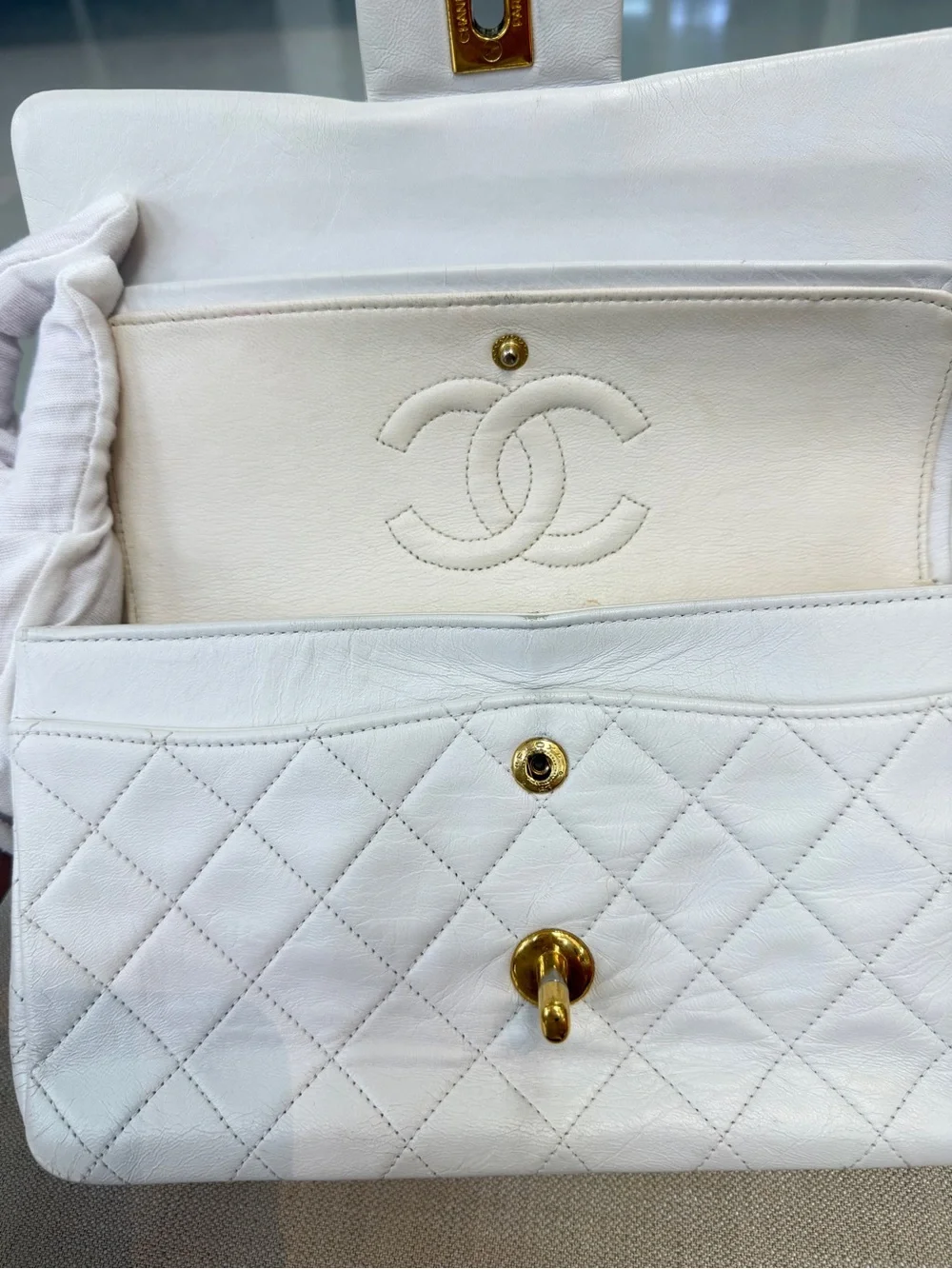 CHANEL White Classic Double Flap Bag